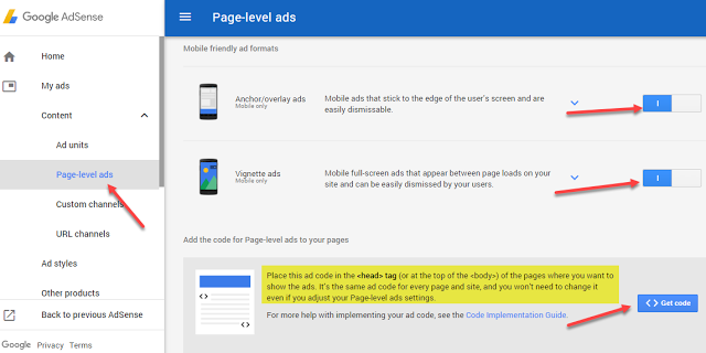 Adsense Page Level Ads