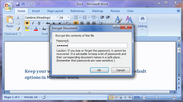 assign password to word document