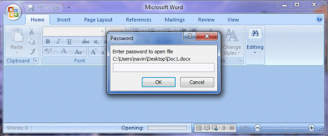 password protected word document
