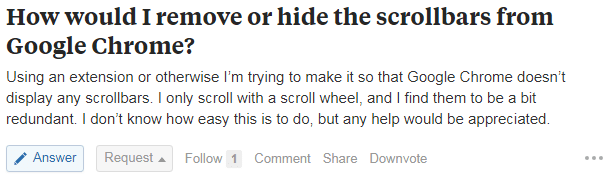 hide scrollbar quora question