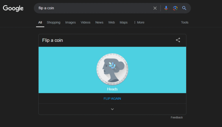 how to flip a coin on google