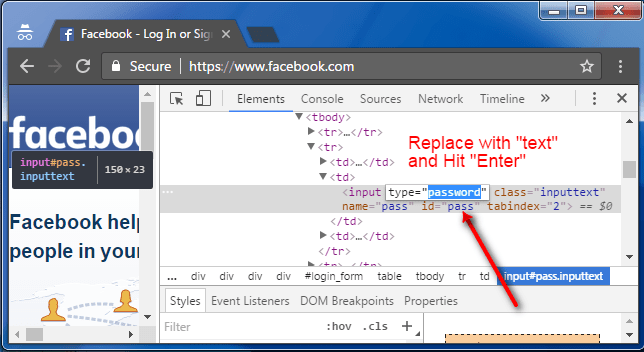 replace type password