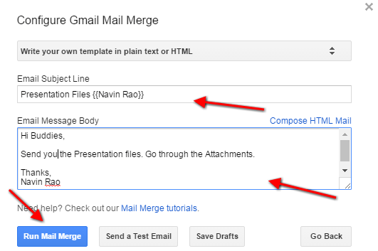 run mail merge